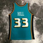 Maillot de Basket #33 Grant Hill Pistons Vintage Bleu Imprimé